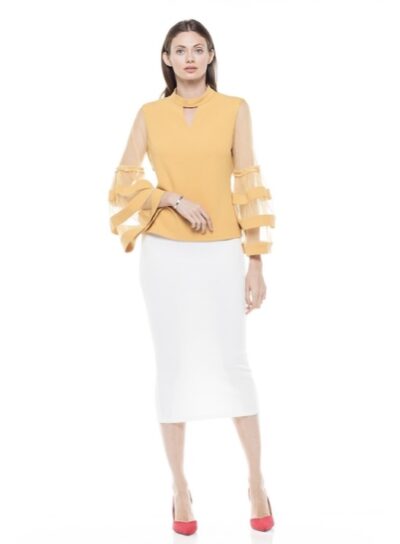 "Peace" White Scuba Pencil Skirt