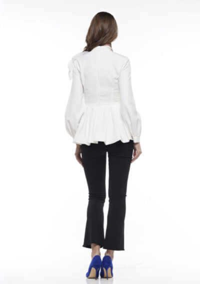 White Bow Blouse Back