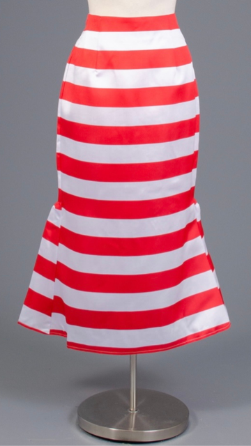 "Joyful" Red & White Stripped Skirt