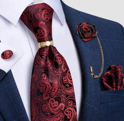 Red, Black Swirl Paisley