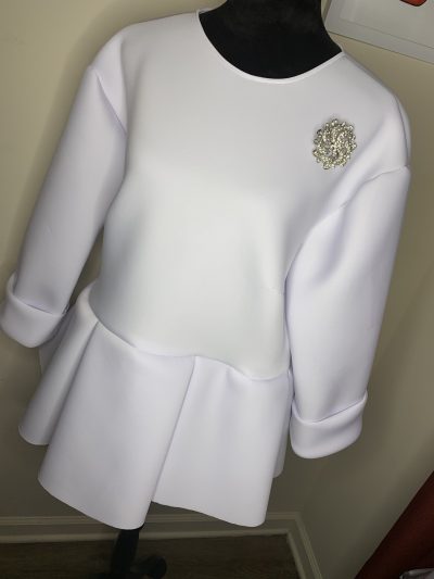 "Lady Elaine" Peplum Blouse With Cuff