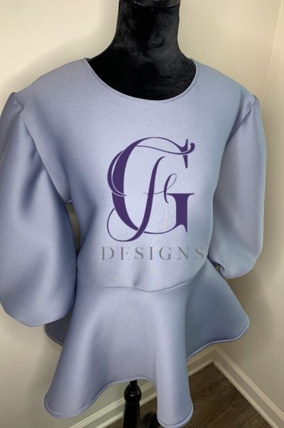 "Lady Joyce" Peplum Bishop Sleeve Blouse