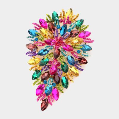 Multi Color Flower Centered Marquise Stone